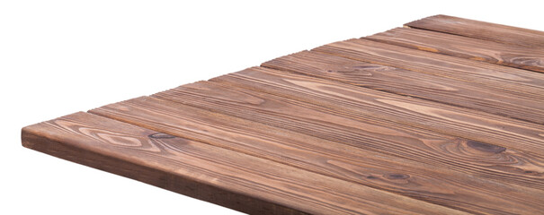 Empty table made from wood on background