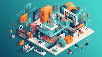 Obraz premium Digital Agency Ecosystem. A Captivating 3D Vector Illustration of Creativity and Innovation