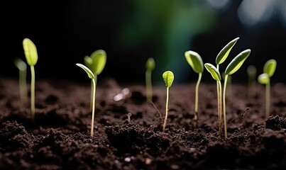 Fresh green seedlings sprouting from the soil Creating using generative AI tools