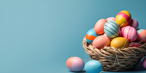 Fototapeta na wymiar easter eggs in a basket Generative Ai