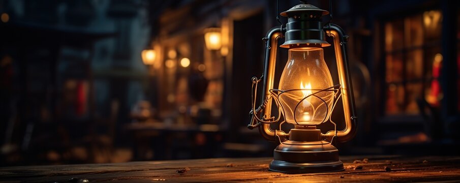 Oil Lamp Illuminates Background