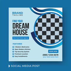Corporate business real estate and modern home apartment sales social media post template design with a creative square shape
