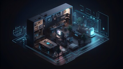 House Tech Unleashed: A Visually Appealing 3D Vector Illustration of Smart Living and Customized Experiences
