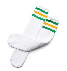 Soft cotton socks isolated on white background