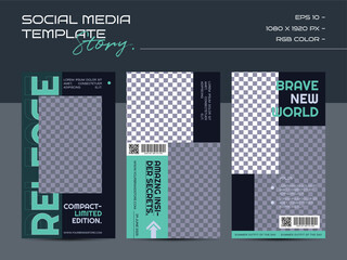 Modern urban futuristic streetwear fashion design for social media story template