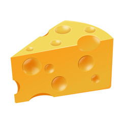 slice of cheese on white transparent background 