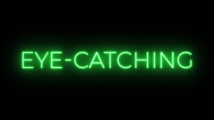 Flickering neon green glowing eye-catching text animated black background
