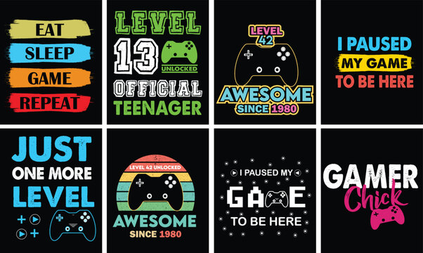 game t shirt design bundle.