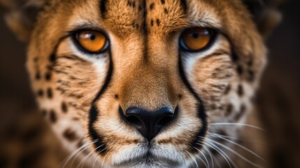 close - up portrait of a cheetah with intense golden eyes and sleek fur