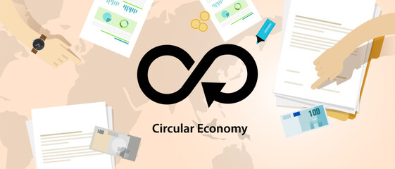 Circular economy concept of production usage recycling no waste environmental friendly analysis from financial sector