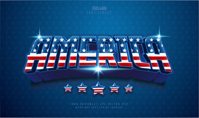 Text Effect America Style 3d. Editable text effect theme happy independence day america.