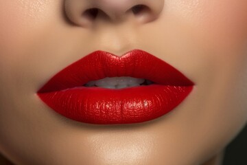 Close-Up of Woman's Lips with Vibrant Lipstick. AI