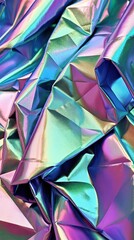 Obraz premium Background hologram foil with empty space or copy space, lay out for text in neon lights, colorful, dark, cyberwave and vaporpunk design style.