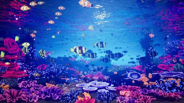 Underwater Coral Reef with Colorful Marine Life
