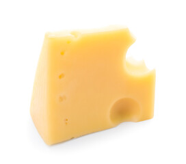 Piece of tasty Swiss cheese isolated on white background