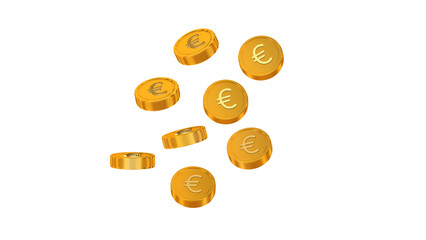 3D Gold Coins Falling Angle for Finance and Business