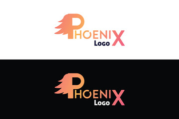 Phoenix typography logo design template.
