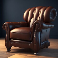 A leather armchair, 3d vary render Generative AI