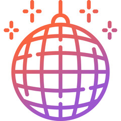 disco ball gradient line icon