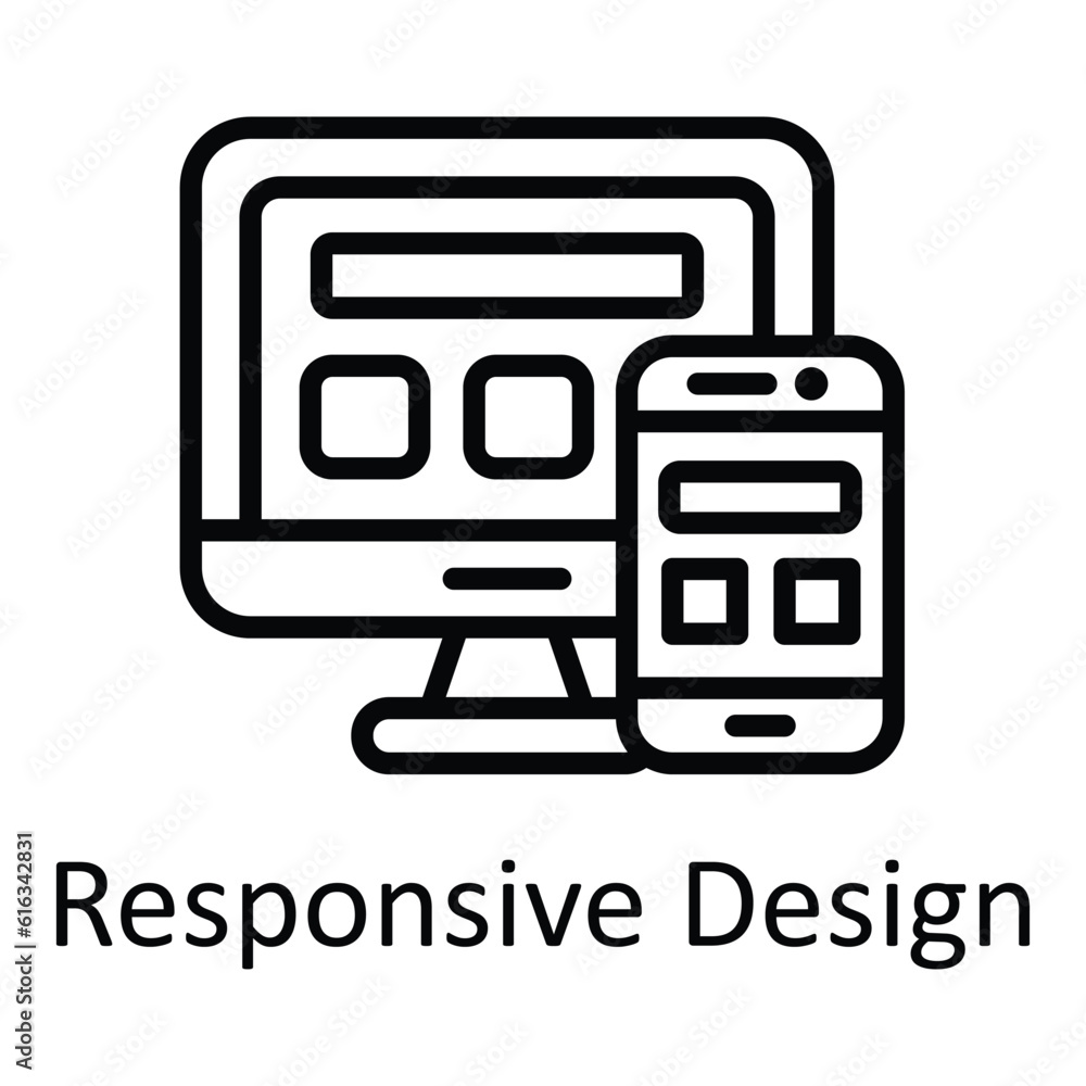 Aufkleber responsive design vector outline icon design illustration. multimedia symbol on white background eps