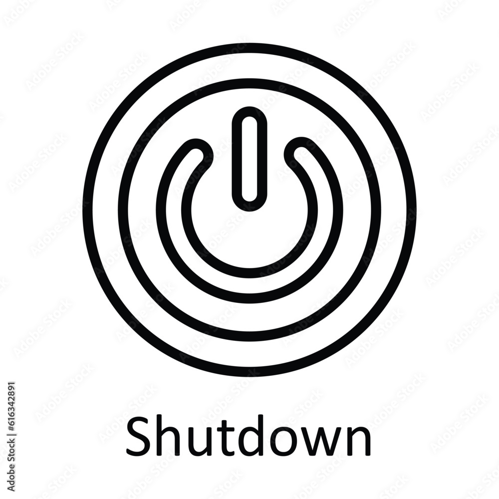 Poster shutdown vector outline icon design illustration. multimedia symbol on white background eps 10 file