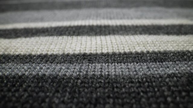 The structure of the fabric. Close-up of cotton linen. Dolly shot