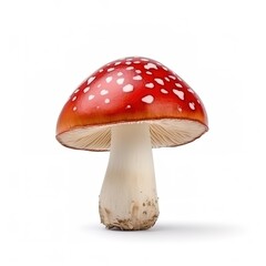 Photo of a red mushroom isolated on a white background