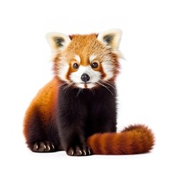 Photo of a red panda with a white background