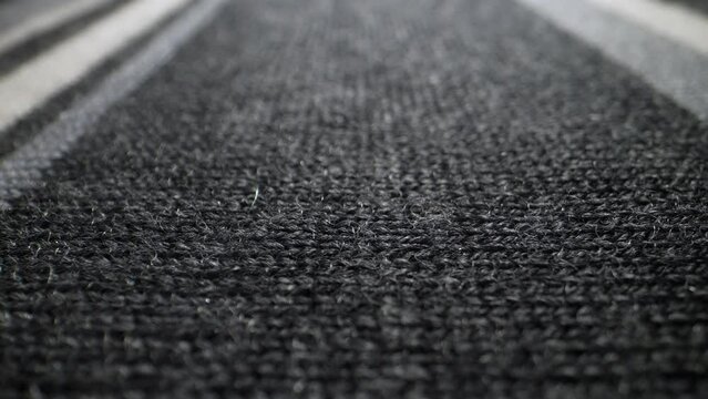 The structure of the fabric. Close-up of cotton linen. Dolly shot