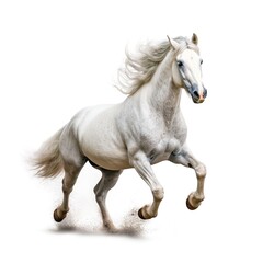 Running horse on white background