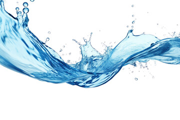 Blue water swirl splash with little bubbles isolated on clear png background, liquid flowing in form of wave,  with Generative Ai.