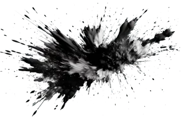 Keuken spatwand met foto Abstract black in splash, paint, brush strokes, stain grunge isolated on white background, Japanese style with Generative AI. © TANATPON