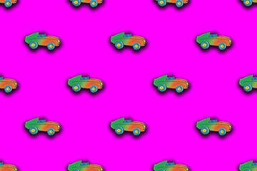 pattern with the image of a painted car. A template for superimposing something on top of something. Horizontal image.