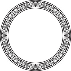 Vector monochrome black round classic renaissance ornament. Circle, ring european border, revival style frame..