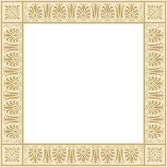 Vector golden square classic greek ornament. European ornament. Border, frame Ancient Greece, Roman Empire..