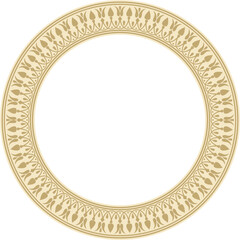 Vector gold round classic Greek meander ornament. Pattern, circle of Ancient Greece. Border, frame, ring of the Roman Empire..