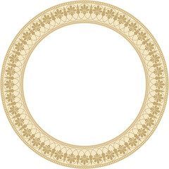 Vector gold round classic Greek meander ornament. Pattern, circle of Ancient Greece. Border, frame, ring of the Roman Empire..