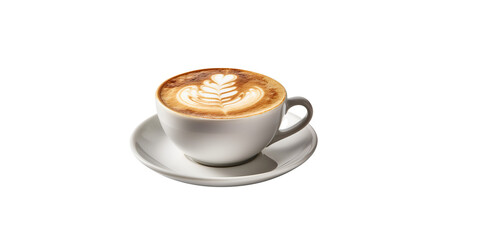 cup of cappuccino, isolated on transparent background cutout, generative ai