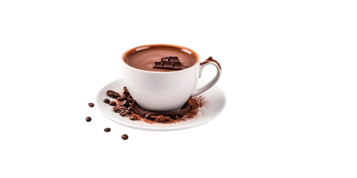 cup of chocolate, isolated on transparent background cutout, generative ai