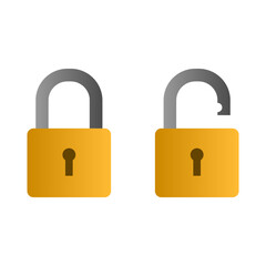 Yellow vintage padlock key lock and unlock icon vector design