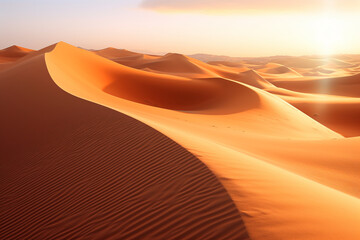 Fototapeta na wymiar Serenity of Desert: Beautiful Sand Dunes in the Desert Created with Generative AI Tools
