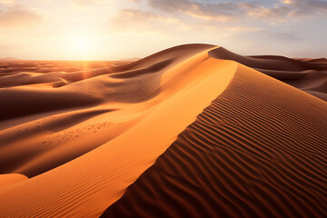 Fototapeta na wymiar Serenity of Desert: Beautiful Sand Dunes in the Desert Created with Generative AI Tools