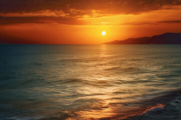 Obraz premium Mesmerizing Sunrise over the Sea Created with Generative AI Tools