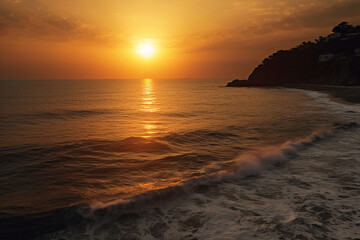 Fototapeta premium Mesmerizing Sunrise over the Sea Created with Generative AI Tools