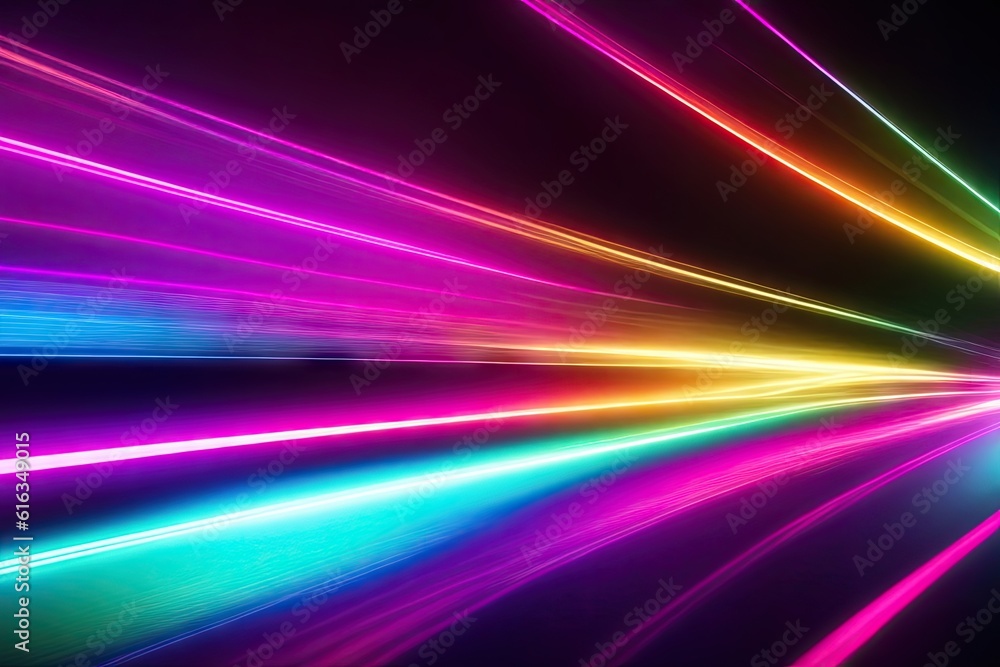 Poster abstract colorfull design background of light with stripes of colourful rays moving, ai generative