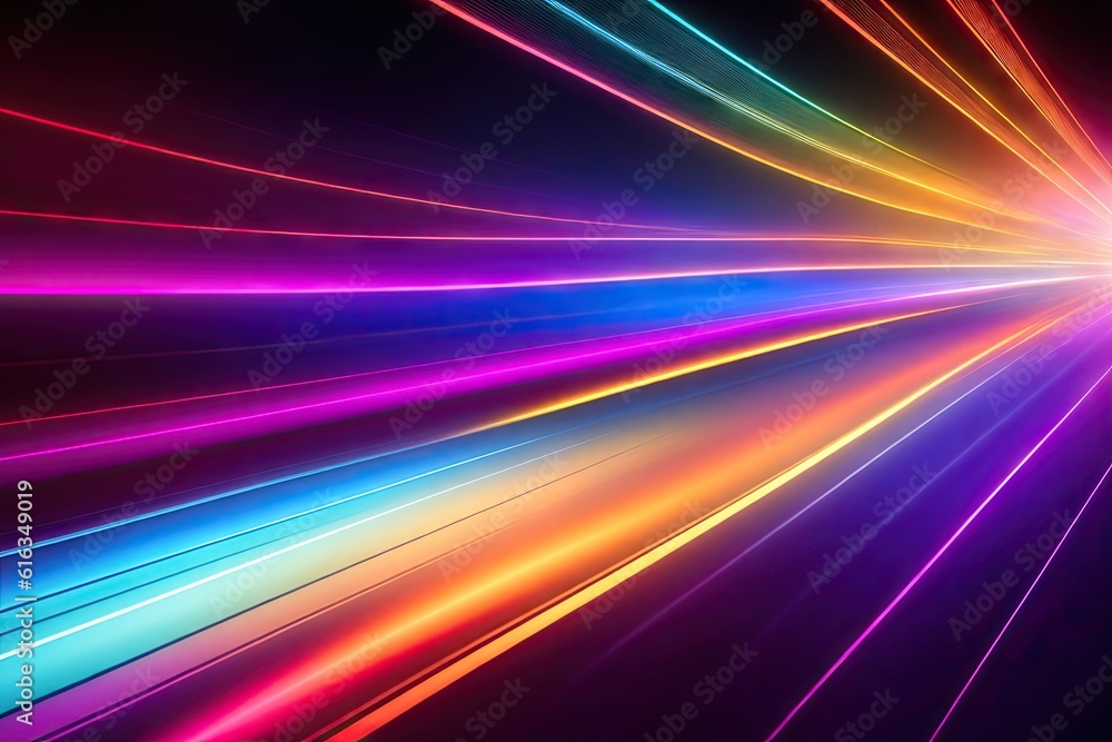 Poster abstract colorfull design background of light with stripes of colourful rays moving, ai generative