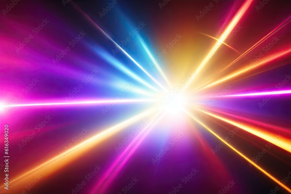 Poster abstract colorfull design background of light with stripes of colourful rays moving, ai generative