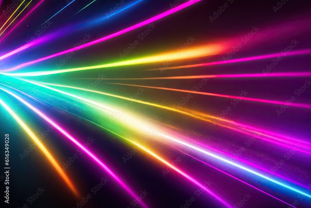 Poster abstract colorfull design background of light with stripes of colourful rays moving, ai generative