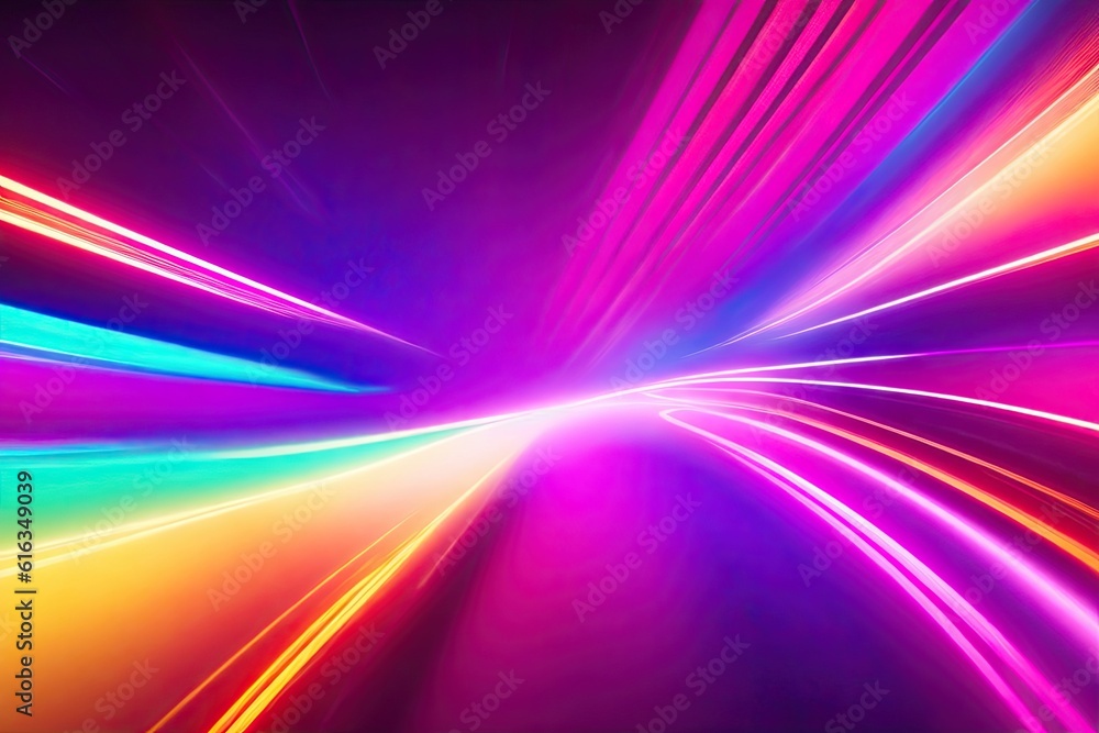 Poster abstract colorfull design background of light with stripes of colourful rays moving, ai generative