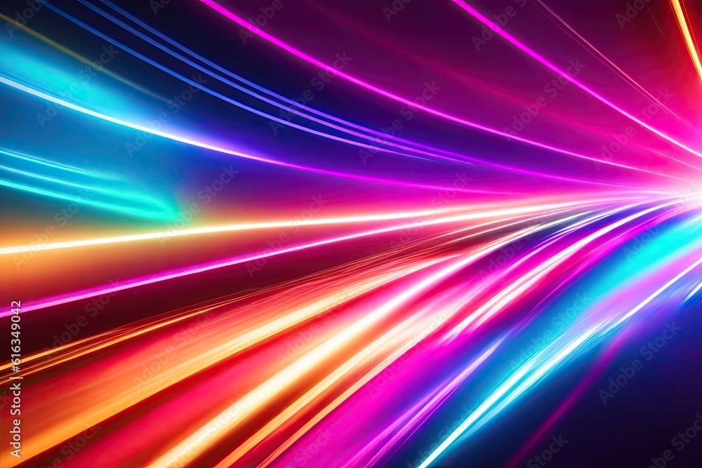 Aufkleber abstract colorfull design background of light with stripes of colourful rays moving, ai generative